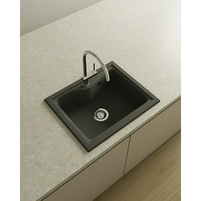 Poalgi Fregadero encastrable City Hekla (62 x 51 cm, Material compuesto, Basalt) | BAUHAUS