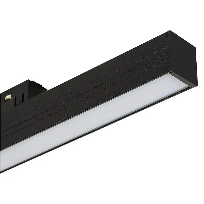 Panaled Regleta Toledo - 15 W, Negro, 5 ud. - Primer plano de una barra de luz LED negra con difusor blanco, ideal para interiores modernos.