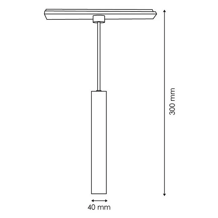 Panaled Foco para riel magnético - 10 W, Negro, 5 ud. - Dibujo técnico de una lámpara de techo LED con dimensiones. La luz tiene un diseño elegante y moderno.