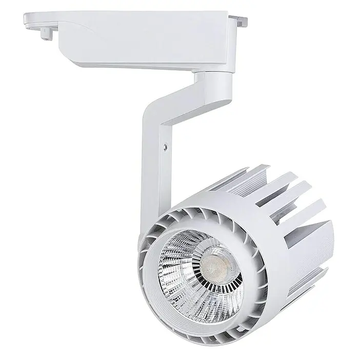 Led Hispania Foco LED para riel Alex - 30 W, Blanco - Foco LED de carril blanco con disipadores de calor.