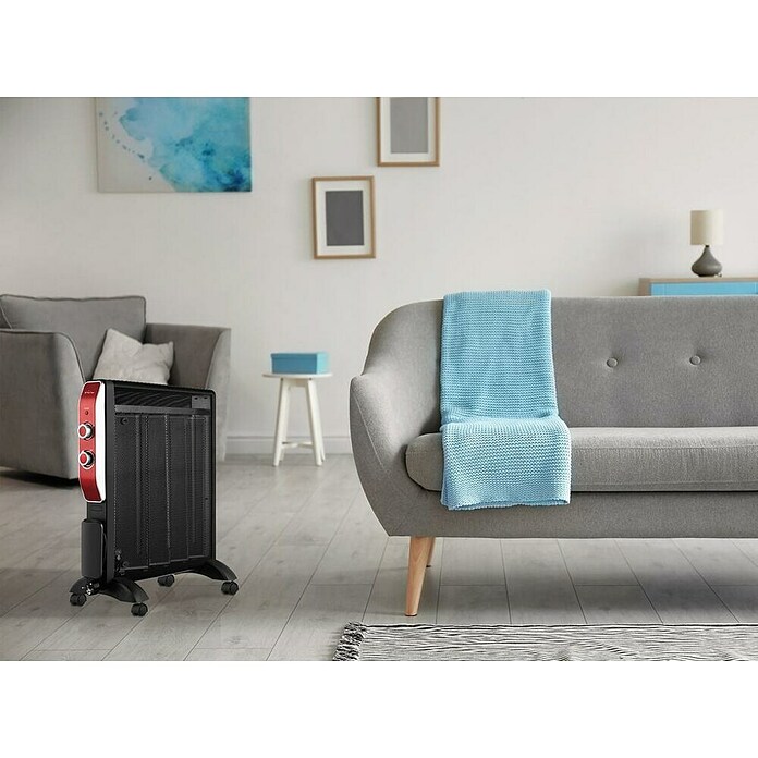 Purline Radiator elektrischer Glimmer (2 000 W, Schwarz/Rot) | BAUHAUS