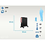Purline Radiator elektrischer Glimmer (2 000 W, Schwarz/Rot) | BAUHAUS