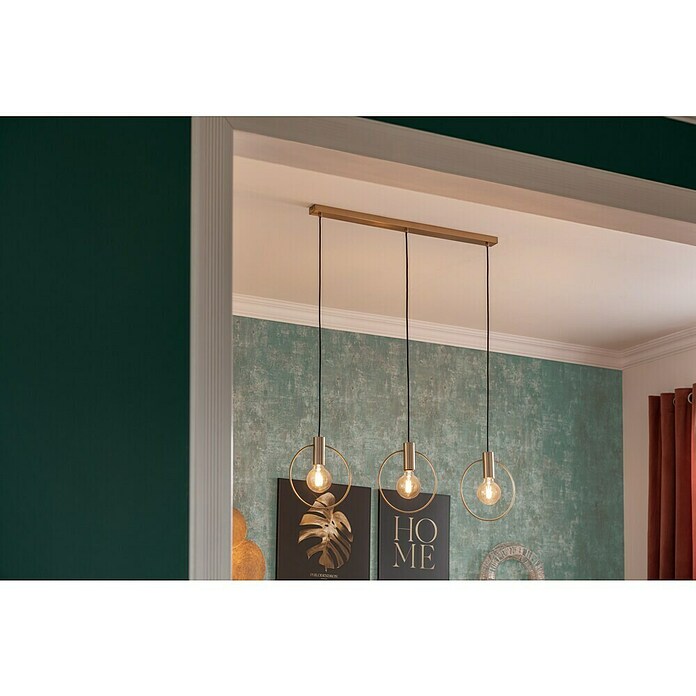 Eglo Pendelleuchte MANIZALES (40 W, L x B x H: 101 x 50 x 110 cm, Messing-gebürstet, E27, Anzahl Leuchtmittel: 3 Stk.) | BAUHAUS