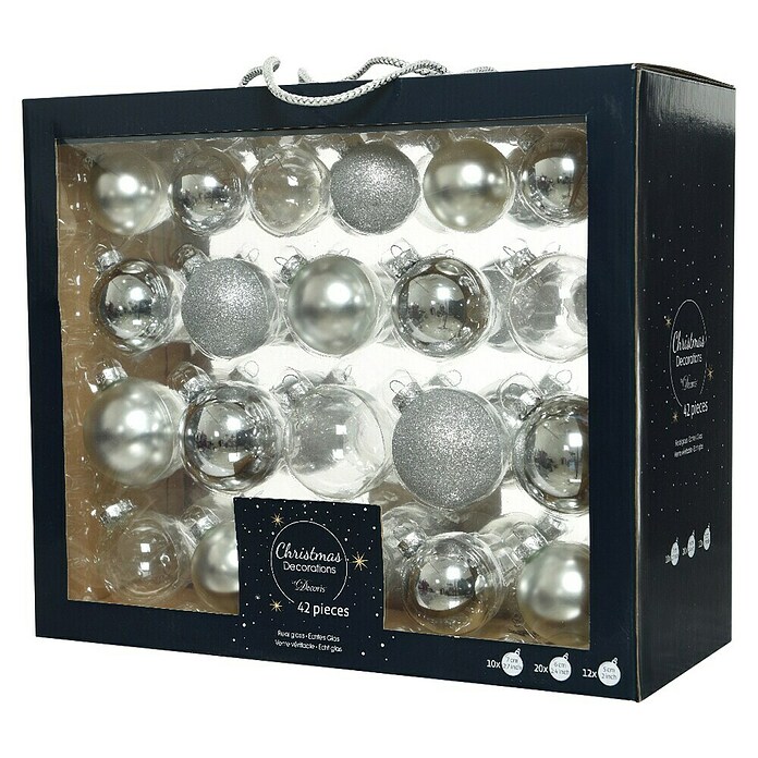 Decoris Christbaumkugel-Mix (Silber, Kunststoff, 42 Stk.) | BAUHAUS