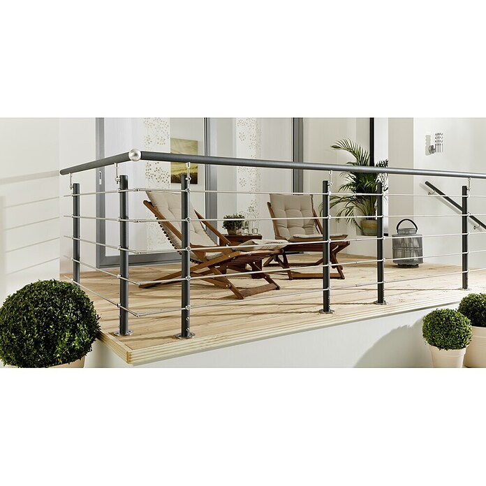 Treba Frewa Geländerset AG6 (Bodenmontage, Aluminium, Anthrazit, 1.500 mm)