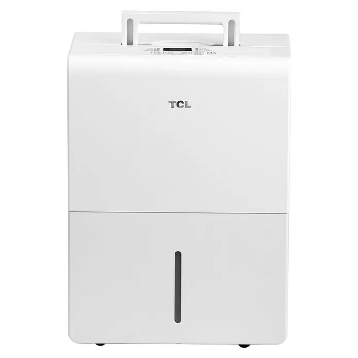 TCL Elektro-Luftentfeuchter - 320 W, Entfeuchtungsleistung: 25 l/Tag, L x B x H: 500 x 365 x 263 mm - Weißer TCL Luftentfeuchter mit Tragegriff, Bedienfeld und Wasserstandsanzeige.