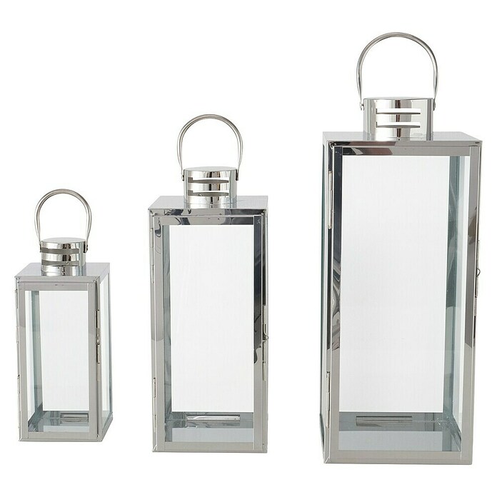 Boltze Metall-Laterne Caruso II (Silber, 1 Stk., Abmessungen: 13x12x29cm) | BAUHAUS