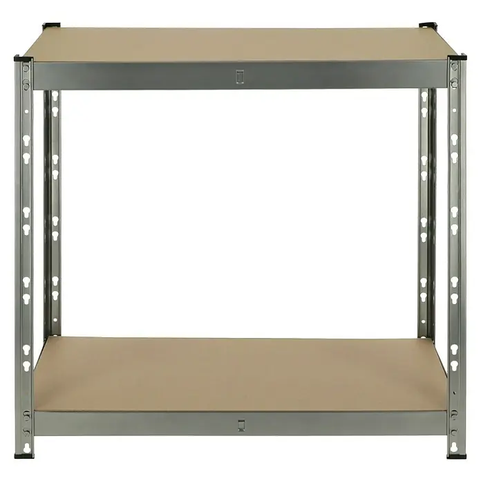 Regalux Metallregal - H x B x T: 76 x 76 x 38 cm, Traglast pro Boden: 140 kg, Anzahl Böden: 2 Stk., Stecken, Grau - Regal mit zwei Ablagen.