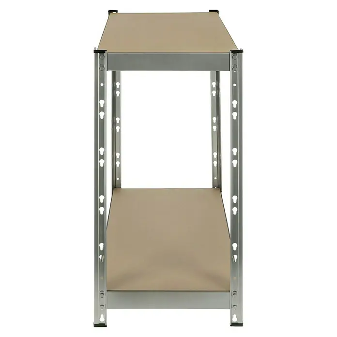 Regalux Metallregal - H x B x T: 76 x 76 x 38 cm, Traglast pro Boden: 140 kg, Anzahl Böden: 2 Stk., Stecken, Grau - Regal mit zwei Regalböden und silbernen Metallrahmen. Das Regal bietet Stauraum und ist robust konstruiert.