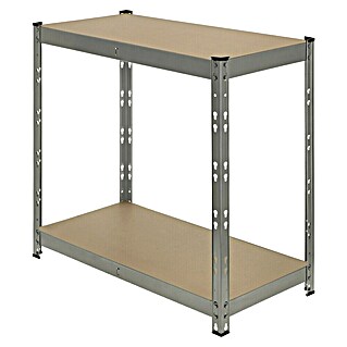 Regalux Metallregal (H x B x T: 76 x 76 x 38 cm, Traglast pro Boden: 140 kg, Anzahl Böden: 2 Stk., Stecken, Grau)