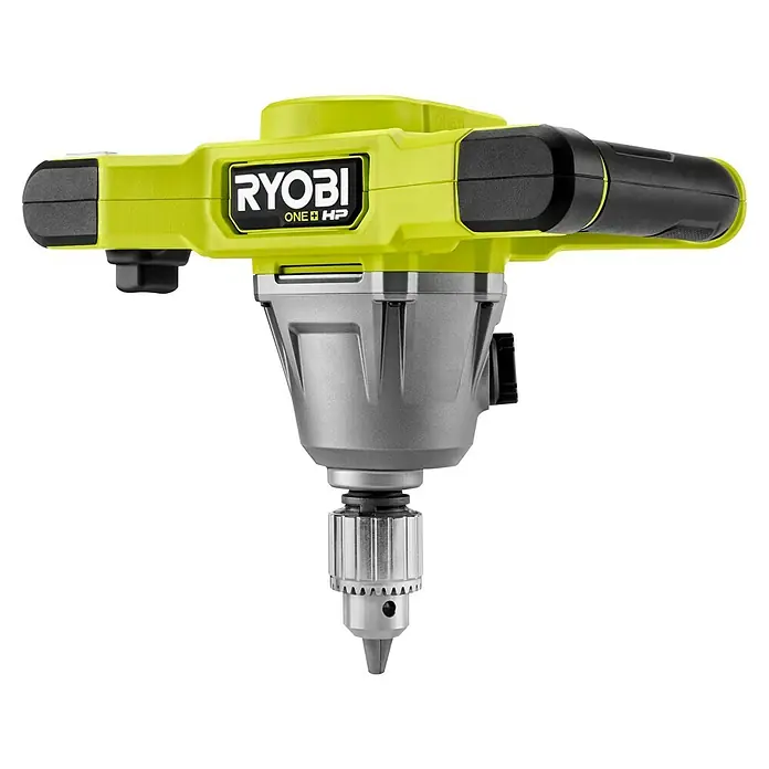 Ryobi ONE+HP Akku-Rührwerk RPM18X-0 - 18 V, Anzahl Akkus: Ohne Akku - Das Bild zeigt einen Ryobi ONE+ HP Bohrmaschine. Das Gerät ist gelb-schwarz und silberfarben, mit einem Bohrfutter am unteren Ende.