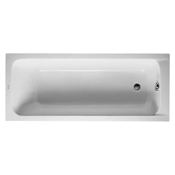 Duravit D-Code Badewanne - 170 x 70 cm, Sanitäracryl, Weiß, Position Ablauföffnung: Fußende - Hochauflösende Aufnahme einer rechteckigen, weißen Badewanne von oben. Die Badewanne wirkt modern und elegant.