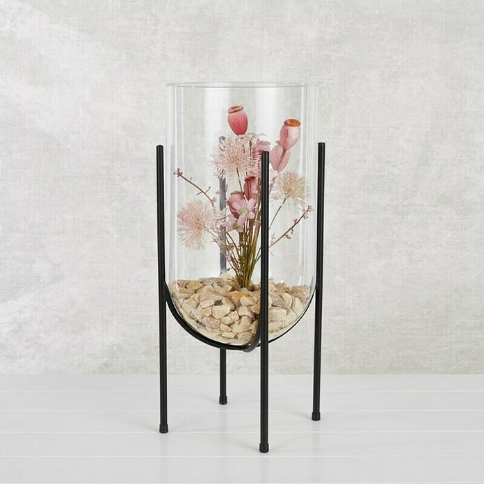 Mica Decorations Vaza Jamey  (Ø x V: 17 x 31 cm, Prozirno, crna, S postoljem) | BAUHAUS