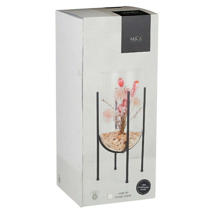 Mica Decorations Vaza Jamey  (Ø x V: 17 x 31 cm, Prozirno, crna, S postoljem) | BAUHAUS
