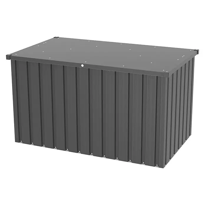 Tepro Garten-Aufbewahrungsbox Store M - B x T x H: 131,8 x 79,4 x 72,7 cm, Anthrazit, Stahl - Dunkelgraue Metall-Aufbewahrungsbox mit gerippten Seiten und flachem, genietetem Deckel.
