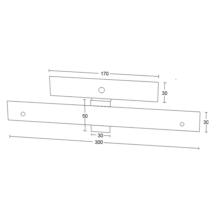 WMT Eindrehhalterung für Geräteleisten - Dunkelgrün - Schematische Darstellung einer Holzstruktur mit genauen Maßangaben, ideal für Bau- oder Designprojekte, die Präzision erfordern.