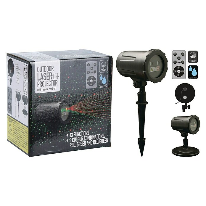 Kerstverlichting Laser projector (Diameter: 12 cm, Zwart, Lichtkleur: Meerkleurig) | BAUHAUS