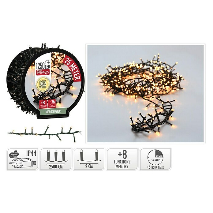 Decoratieve led-kerstverlichting Cluster 1250 LED (Zwart, Op netstroom, Aantal lichtbronnen: 1.250 st.) | BAUHAUS