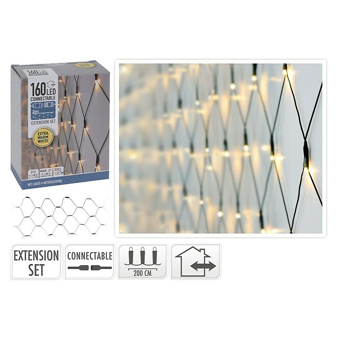 Decoratieve led-kerstverlichting Uitbreidingsset 160 LED (Groen, Op netstroom, Led, Aantal lichtbronnen: 160 st.) | BAUHAUS