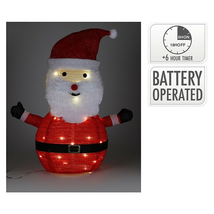 Decoratieve led-kerstverlichting Kerstman (Meerkleurig, Werkt op batterijen, Led) | BAUHAUS