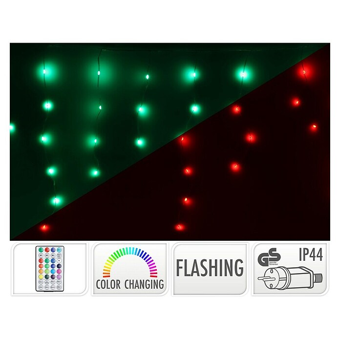 Decoratieve led-kerstverlichting Ijspegelgordijn 172 LED (Zwart, Op netstroom, Led, Aantal lichtbronnen: 172 st.) | BAUHAUS