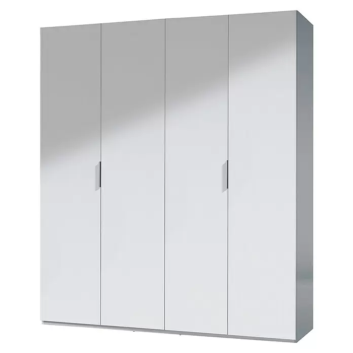 Armario para ropa Max - L x An x Al: 52 x 180 x 200 cm, Blanco, Número de puertas: 4 ud. - Armario blanco de cuatro puertas con dos tiradores oscuros integrados.