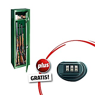Waffenschrank GUN-5 (Geeignet für: Gemeinsame Aufbewahrung von Waffen und Munition, Zylinderschloss, Halterungen: 5, Einwandig)
