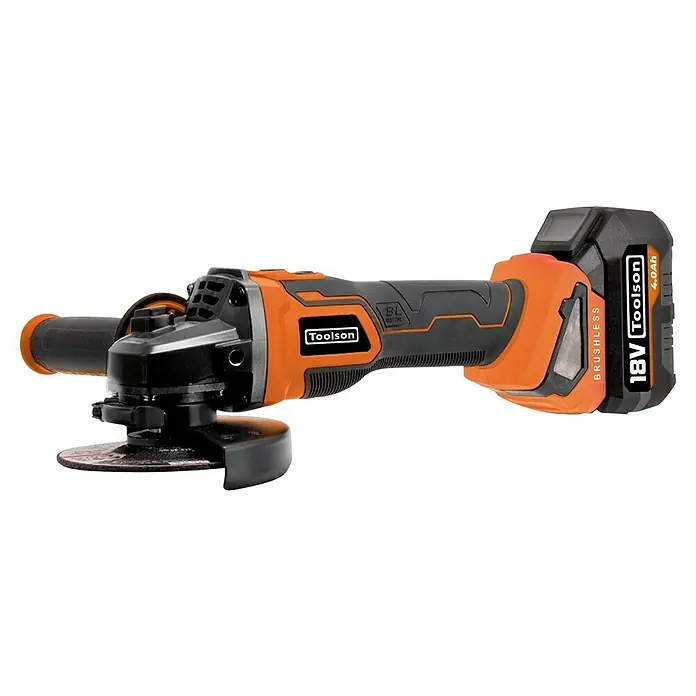 Toolson PRO Amoladora angular de batería AGB 125 -  - Amoladora angular inalámbrica Toolson con batería de 18V 4.0Ah, ideal para tareas de esmerilado.