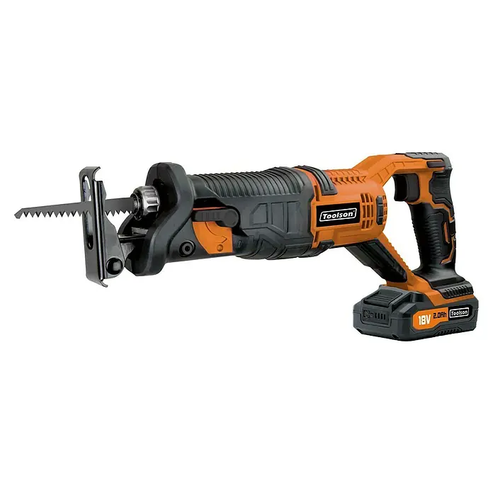 Toolson PRO Sierra de sable de batería LSS - 18 V, 1 batería, 2 Ah - Sierra de sable inalámbrica Toolson, una herramienta potente con una batería de 18V, adecuada para tareas de corte versátiles. Ideal para madera, metal y plástico.