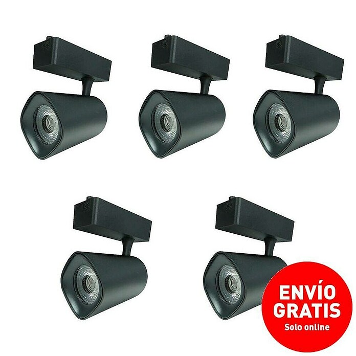 Led Hispania Foco LED para riel Nor (40 W, Blanco cálido, 5 ud., Negro, 3.000 K) | BAUHAUS