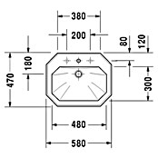 Duravit 1930 Einbauwaschbecken (58 x 47 cm, Mit Hahnloch, Mit schmutzabweisender Glasur, Keramik, Weiß)