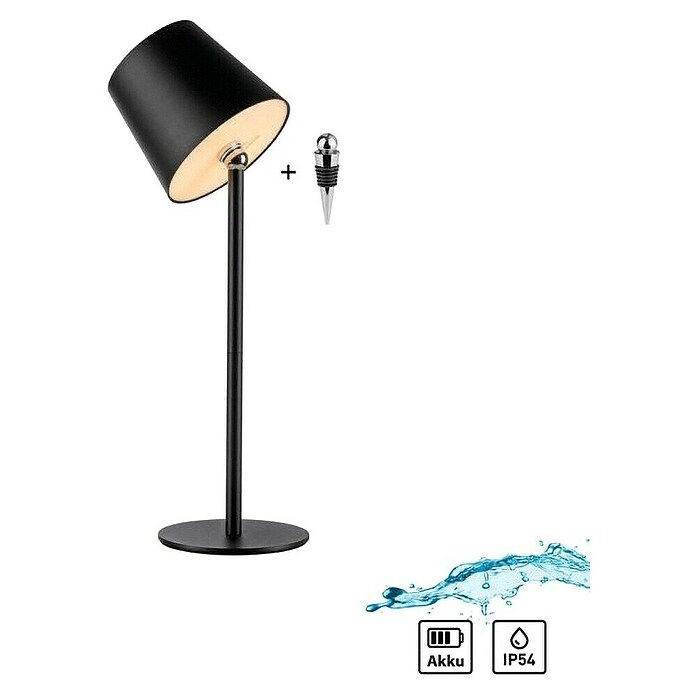 Just Light Punjiva stolna svjetiljka Boteria  (3 W, D x Š x V: 110 x 110 x 370 mm, Topla bijela, Crna) | BAUHAUS