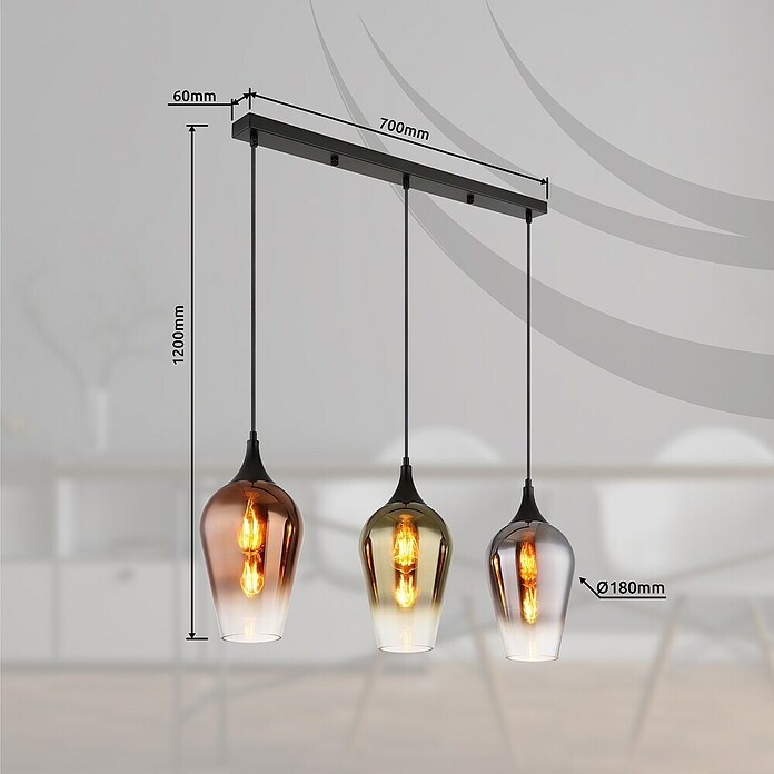 Globo Visilica Lavus  (Ø x V: 18 x 120 cm, 60 W, Raznobojno, E27) | BAUHAUS