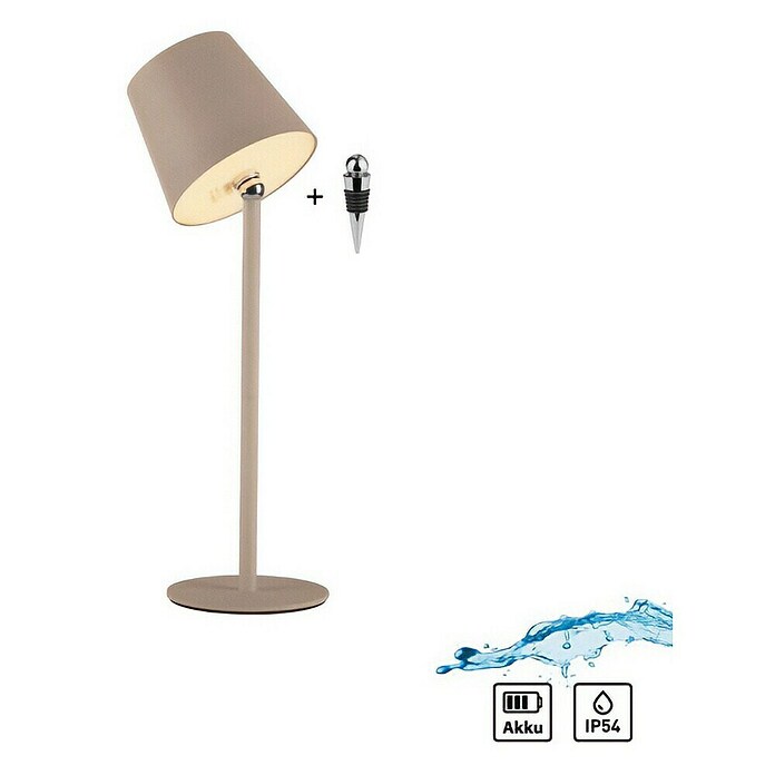 Just Light Punjiva stolna svjetiljka Boteria  (3 W, D x Š x V: 110 x 110 x 370 mm, Topla bijela, Bež) | BAUHAUS