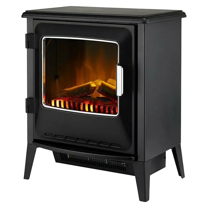 Dimplex Chimenea eléctrica Lucia - Negro, 900 W - 1.800 W, 34,4 x 50,8 x 59,7 cm - Chimenea eléctrica negra con llamas y troncos simulados para un ambiente acogedor en cualquier habitación.