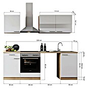 Respekta Küchenzeile Merle (Breite: 220 cm, Grau, Mit Elektrogeräten, Mit Waschmaschinennische) | BAUHAUS