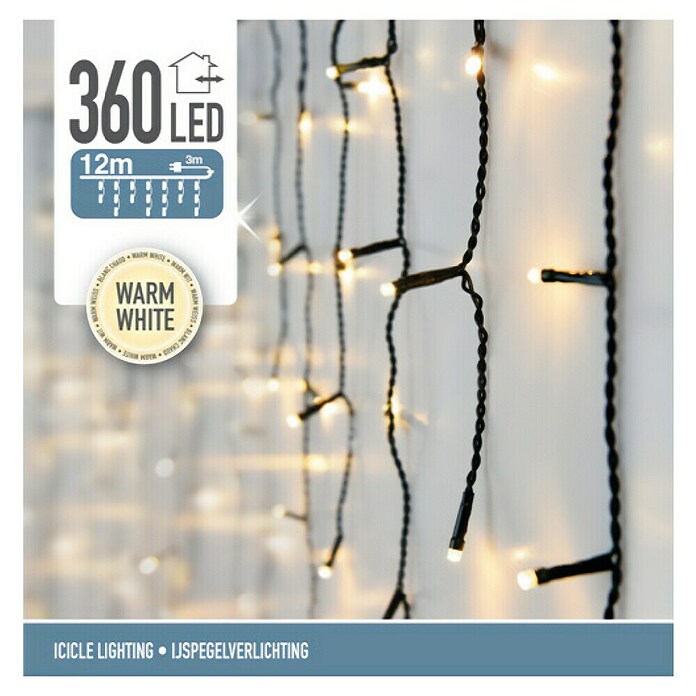 Decoratieve led-kerstverlichting Ijspegel 12 m (Zwart, Led, Aantal lichtbronnen: 360 st.) | BAUHAUS