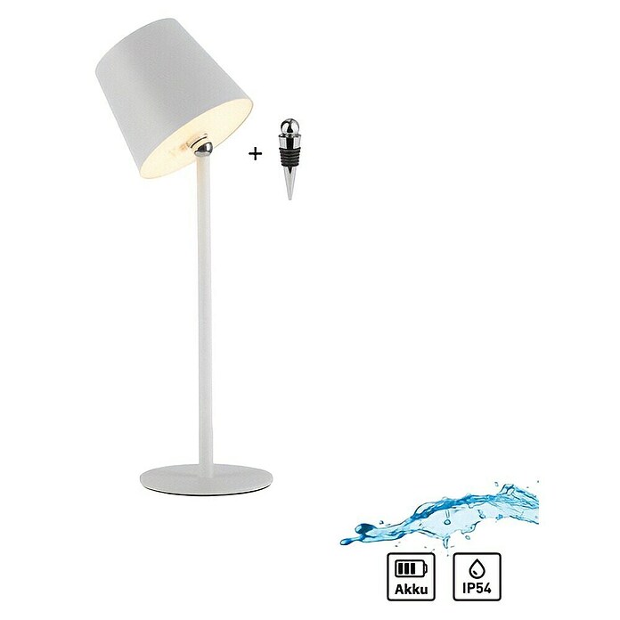 Just Light Punjiva stolna svjetiljka Boteria  (3 W, D x Š x V: 110 x 110 x 370 mm, Topla bijela, Bijela) | BAUHAUS