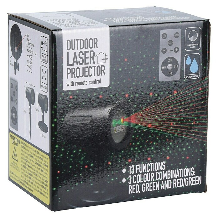 Kerstverlichting Laser projector (Diameter: 12 cm, Zwart, Lichtkleur: Meerkleurig) | BAUHAUS