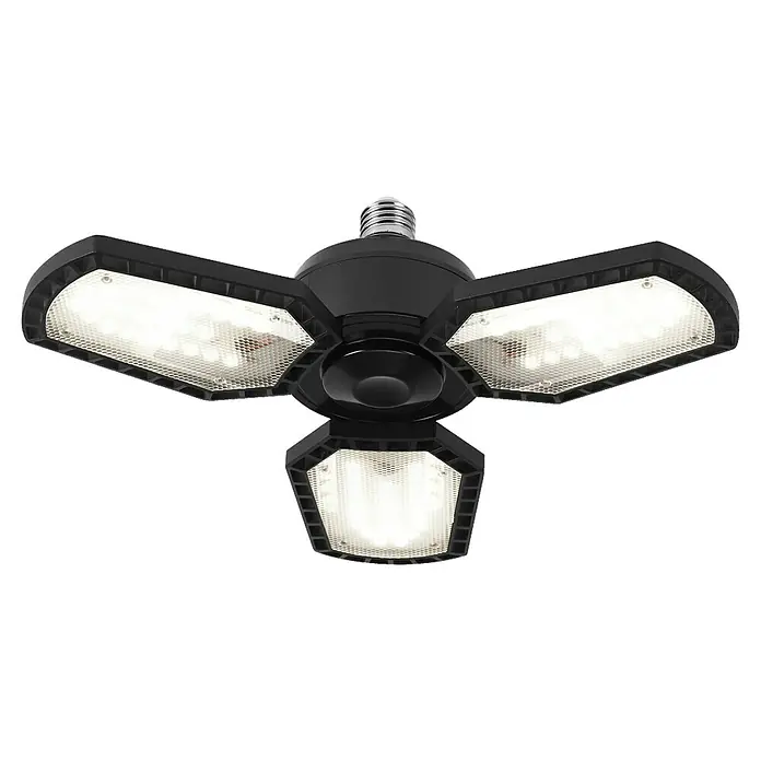 Osram Deckenleuchte Highbay E27 Blade - 40 W, L x B x H: 33,7 x 33,7 x 10,9 cm, Schwarz, E27 - Deckenleuchte mit drei LED-Paneelen, ideal für Garage oder Werkstatt. Hohe Helligkeit und effiziente Ausleuchtung.