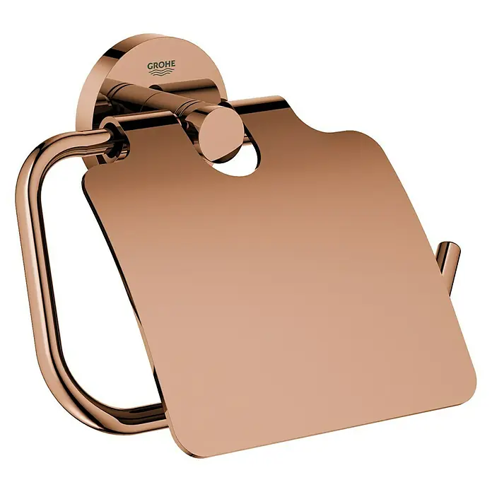 Grohe Essentials Toilettenpapierhalter - Mit Deckel, Warm Sunset, Glänzend - Toilettenpapierhalter von GROHE in gebürstetem Roségold, elegant und funktional für jedes Badezimmer.
