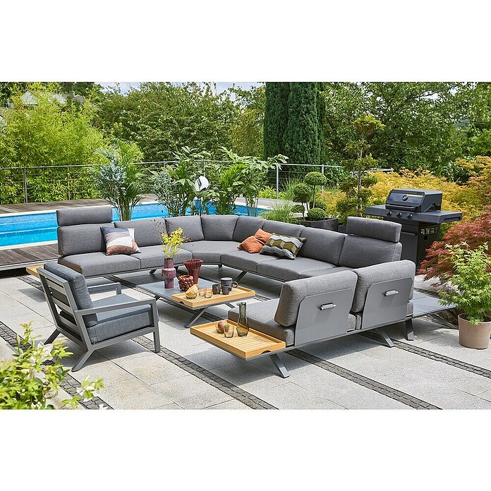 Sunfun Lumar Loungesofa-Eckelement (L x B x H: 115 x 115 x 68 cm, Aluminium, Night-Grey) | BAUHAUS