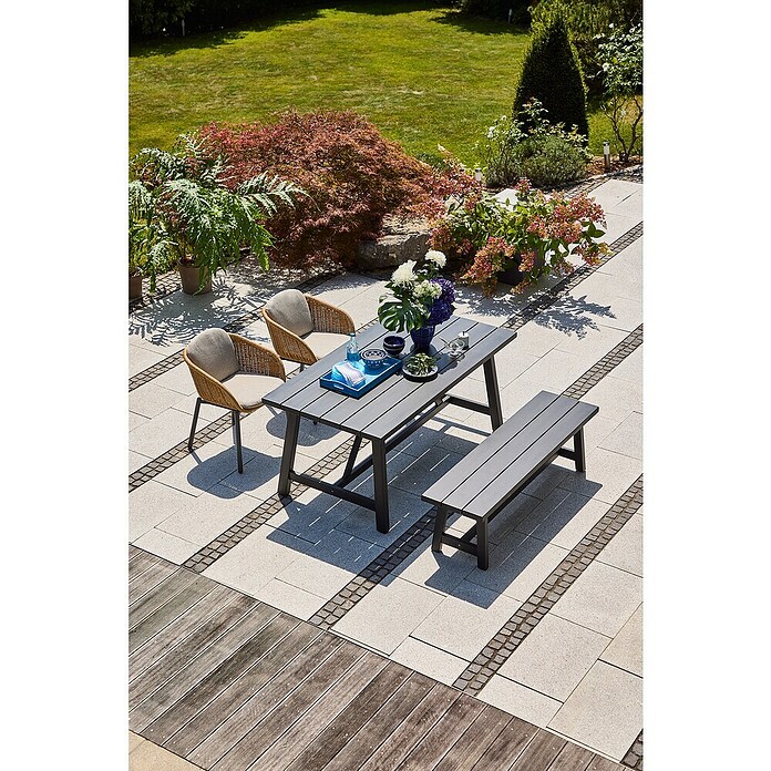 Sunfun Melina Gartenbank (B x T x H: 155 x 42,4 x 45,7 cm, Akazienholz, Black Washed) | BAUHAUS