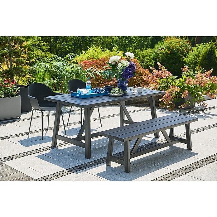 Sunfun Melina Gartenbank (B x T x H: 155 x 42,4 x 45,7 cm, Akazienholz, Black Washed) | BAUHAUS
