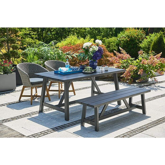 Sunfun Melina Gartentisch (L x B x H: 170 x 90 x 75 cm, Akazienholz, Rechteckig, Black Washed) | BAUHAUS
