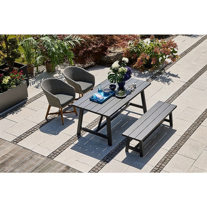 Sunfun Melina Gartentisch (L x B x H: 170 x 90 x 75 cm, Akazienholz, Rechteckig, Black Washed) | BAUHAUS