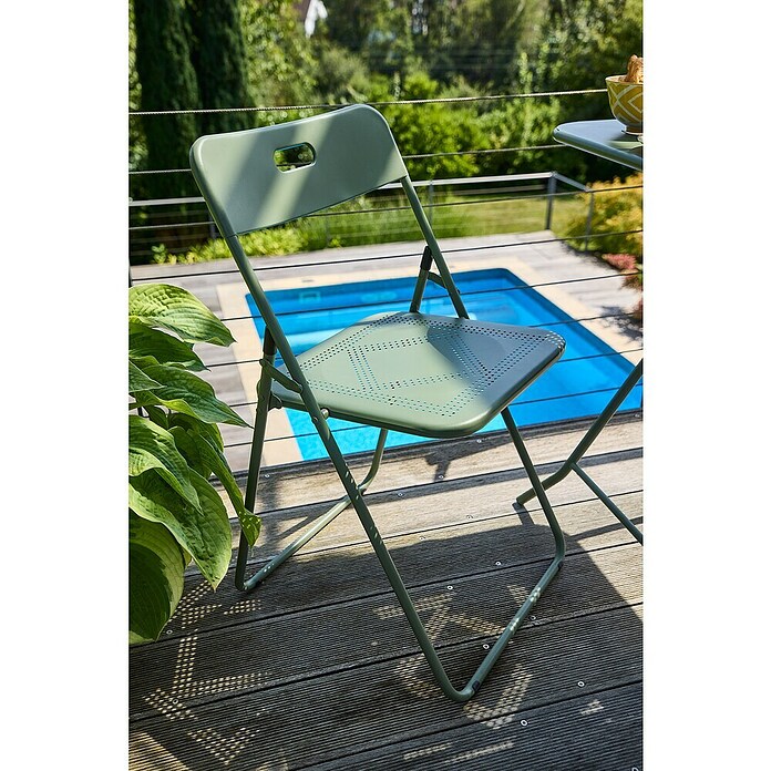 Conjunto de muebles de balcón Jordan (3 pzs., Acero, Verde, Abatible) | BAUHAUS