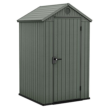 Keter Gartenhaus Darwin 4x4 (Außenmaß inkl. Dachüberstand (B x T): 125,8 x 117 cm, Kunststoff, Grün, 1,5 m²)