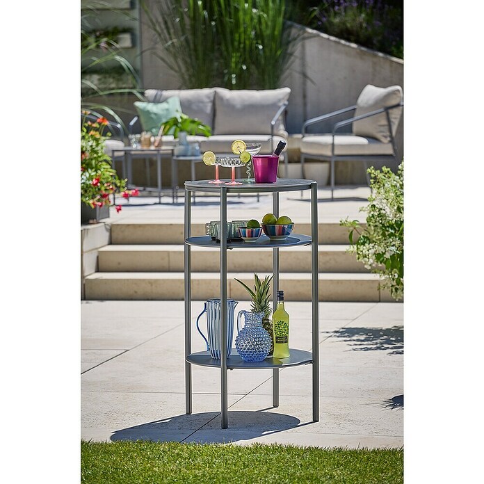 Sunfun Solo Mesa auxiliar de jardín redonda (Ø x Al: 65 x 108 cm, Acero, Gris) | BAUHAUS