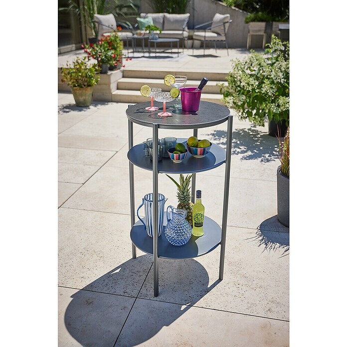 Sunfun Solo Mesa auxiliar de jardín redonda (Ø x Al: 65 x 108 cm, Acero, Gris) | BAUHAUS